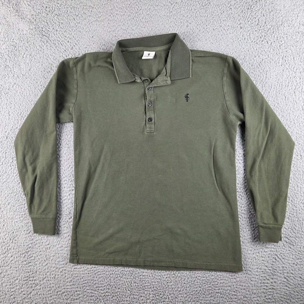 Father Sons Polo Shirt Mens XL (M) Green Long Sleeve Casual